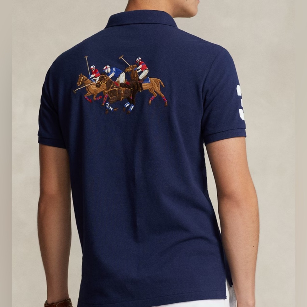 Polo by Ralph Lauren Blue Polo with Embroidered Polo Players STAIN medium